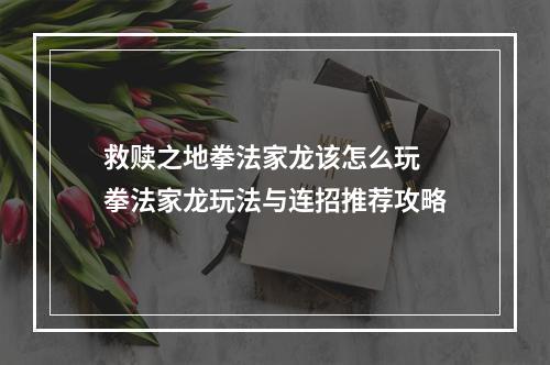 救赎之地拳法家龙该怎么玩 拳法家龙玩法与连招推荐攻略