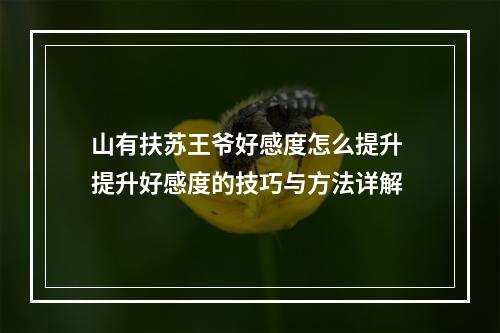 山有扶苏王爷好感度怎么提升 提升好感度的技巧与方法详解