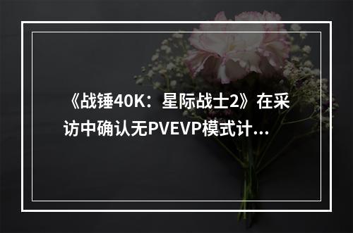 《战锤40K：星际战士2》在采访中确认无PVEVP模式计划