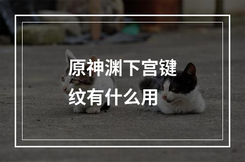 原神渊下宫键纹有什么用