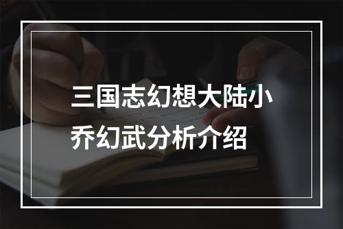 三国志幻想大陆小乔幻武分析介绍