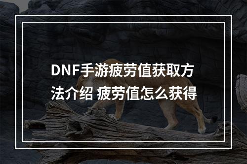 DNF手游疲劳值获取方法介绍 疲劳值怎么获得