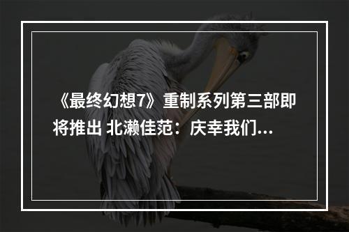 《最终幻想7》重制系列第三部即将推出 北濑佳范：庆幸我们没有搞砸！