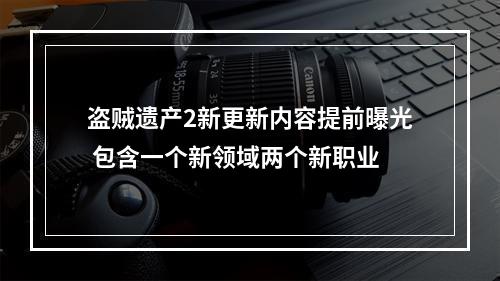 盗贼遗产2新更新内容提前曝光 包含一个新领域两个新职业