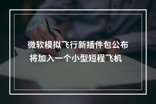 微软模拟飞行新插件包公布 将加入一个小型短程飞机