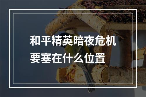 和平精英暗夜危机要塞在什么位置