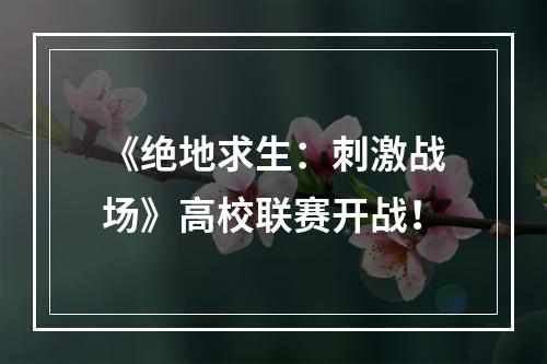 《绝地求生：刺激战场》高校联赛开战！