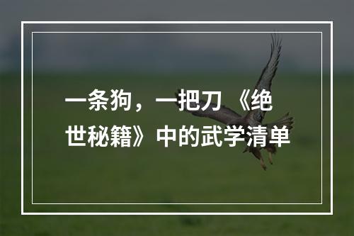 一条狗，一把刀 《绝世秘籍》中的武学清单