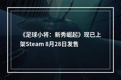 《足球小将：新秀崛起》现已上架Steam 8月28日发售