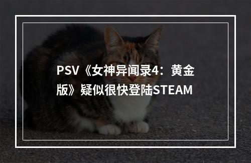 PSV《女神异闻录4：黄金版》疑似很快登陆STEAM