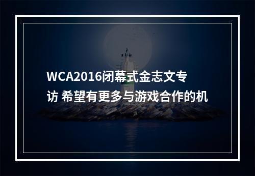 WCA2016闭幕式金志文专访 希望有更多与游戏合作的机