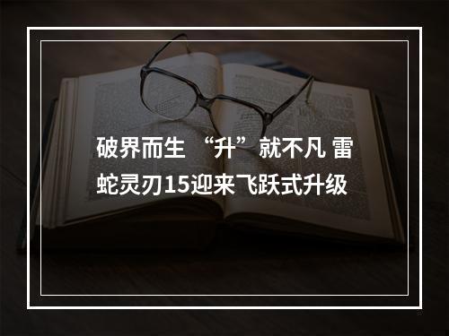 破界而生 “升”就不凡 雷蛇灵刃15迎来飞跃式升级