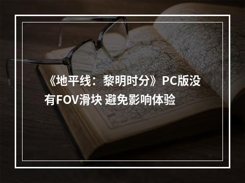 《地平线：黎明时分》PC版没有FOV滑块 避免影响体验