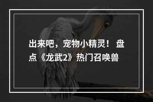 出来吧，宠物小精灵！ 盘点《龙武2》热门召唤兽