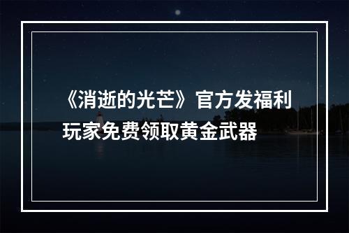 《消逝的光芒》官方发福利 玩家免费领取黄金武器