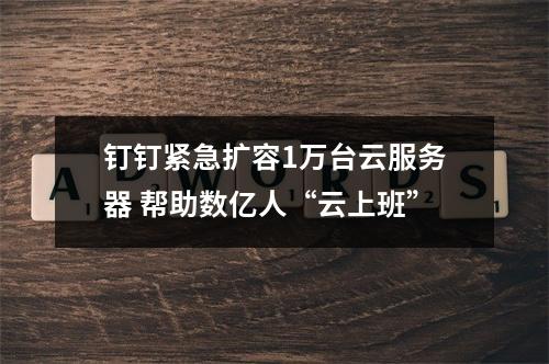 钉钉紧急扩容1万台云服务器 帮助数亿人“云上班”