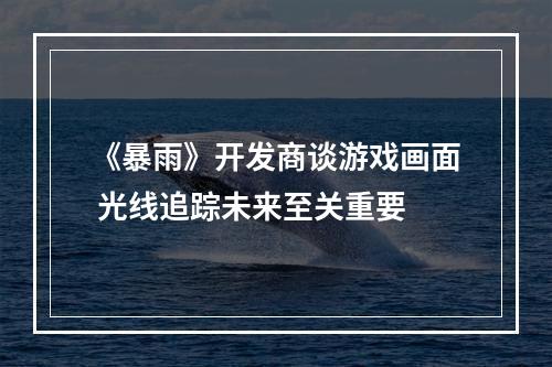 《暴雨》开发商谈游戏画面 光线追踪未来至关重要