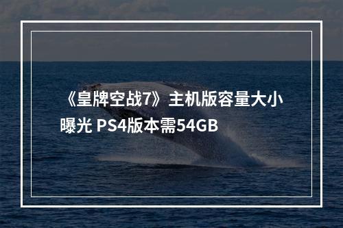 《皇牌空战7》主机版容量大小曝光 PS4版本需54GB