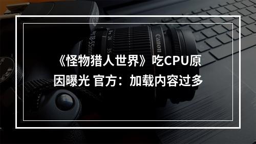 《怪物猎人世界》吃CPU原因曝光 官方：加载内容过多