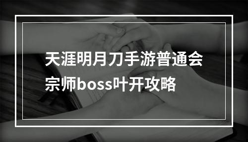 天涯明月刀手游普通会宗师boss叶开攻略