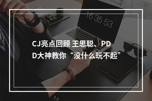 CJ亮点回顾 王思聪、PDD大神教你“没什么玩不起”