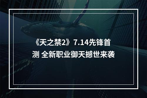 《天之禁2》7.14先锋首测 全新职业御天撼世来袭