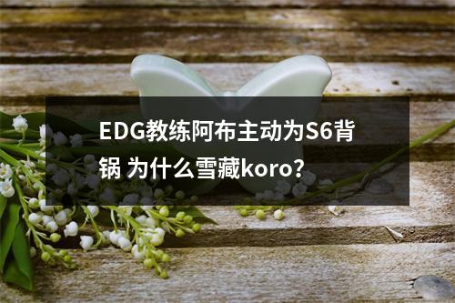 EDG教练阿布主动为S6背锅 为什么雪藏koro？