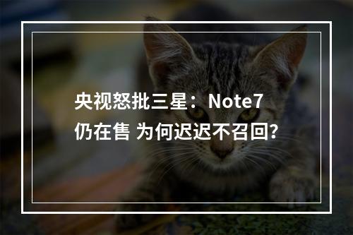 央视怒批三星：Note7仍在售 为何迟迟不召回？