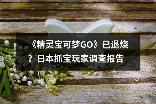 《精灵宝可梦GO》已退烧？日本抓宝玩家调查报告