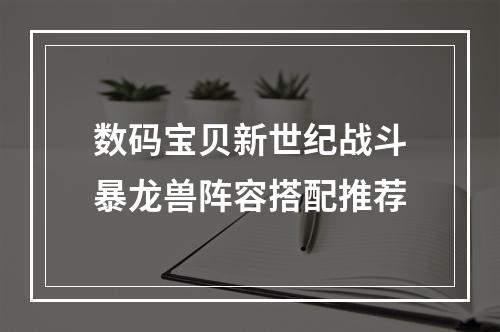 数码宝贝新世纪战斗暴龙兽阵容搭配推荐