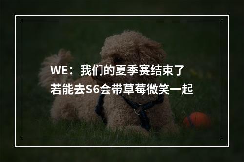 WE：我们的夏季赛结束了 若能去S6会带草莓微笑一起