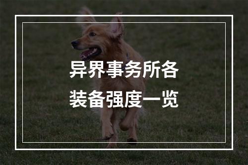 异界事务所各装备强度一览