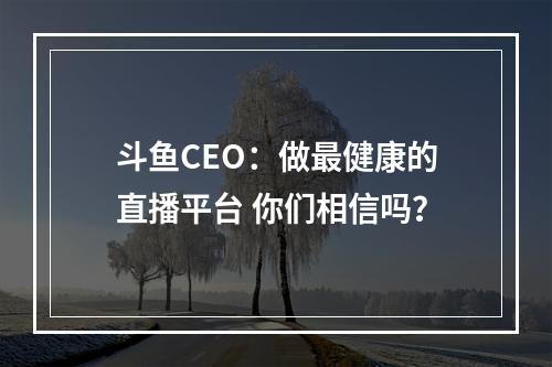 斗鱼CEO：做最健康的直播平台 你们相信吗？