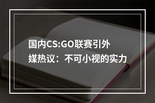 国内CS:GO联赛引外媒热议：不可小视的实力