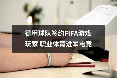 德甲球队签约FIFA游戏玩家 职业体育进军电竞