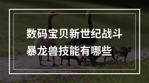 数码宝贝新世纪战斗暴龙兽技能有哪些