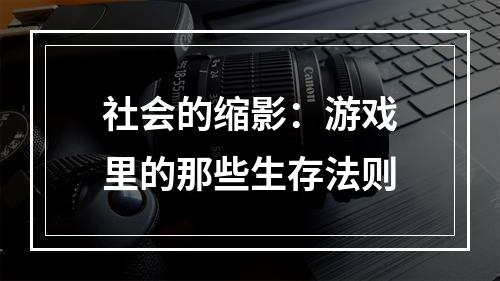 社会的缩影：游戏里的那些生存法则