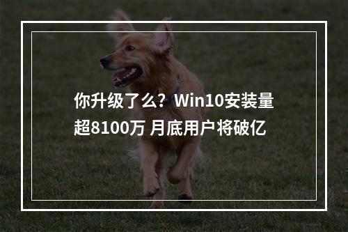 你升级了么？Win10安装量超8100万 月底用户将破亿