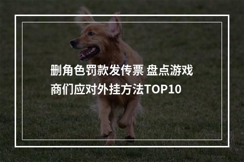 删角色罚款发传票 盘点游戏商们应对外挂方法TOP10