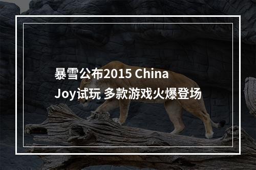 暴雪公布2015 ChinaJoy试玩 多款游戏火爆登场