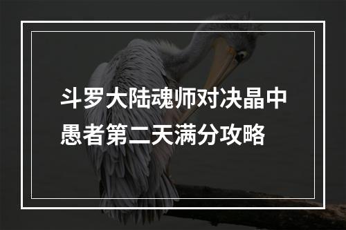 斗罗大陆魂师对决晶中愚者第二天满分攻略