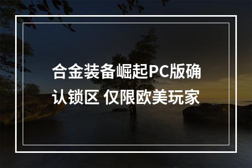 合金装备崛起PC版确认锁区 仅限欧美玩家