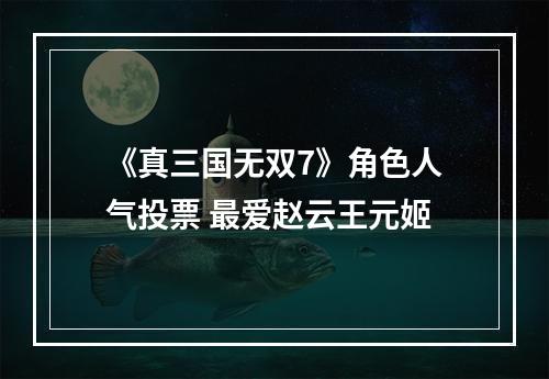 《真三国无双7》角色人气投票 最爱赵云王元姬