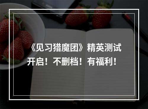 《见习猎魔团》精英测试开启！不删档！有福利！