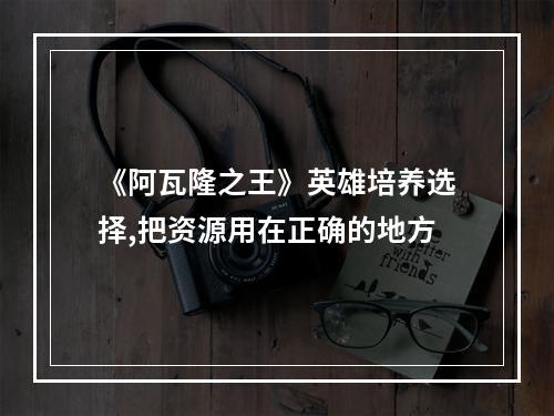 《阿瓦隆之王》英雄培养选择,把资源用在正确的地方