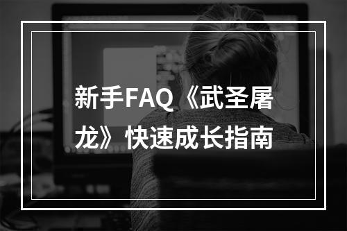 新手FAQ《武圣屠龙》快速成长指南