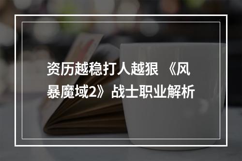 资历越稳打人越狠 《风暴魔域2》战士职业解析