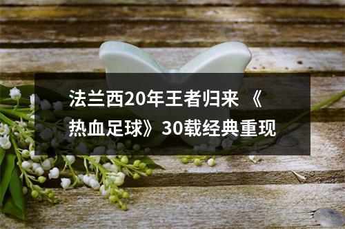 法兰西20年王者归来 《热血足球》30载经典重现