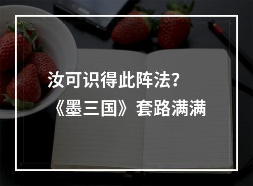 汝可识得此阵法？ 《墨三国》套路满满