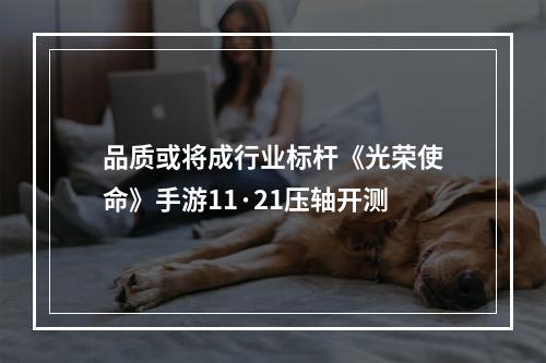 品质或将成行业标杆《光荣使命》手游11·21压轴开测